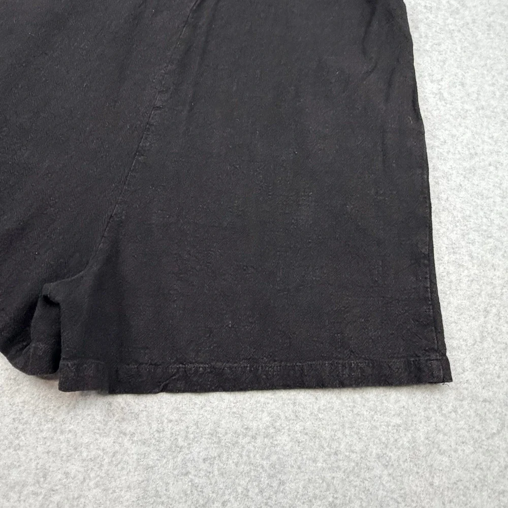 Anrabess Womens Large Black Linen Blend Short Overalls Adjustable Romper Pockets